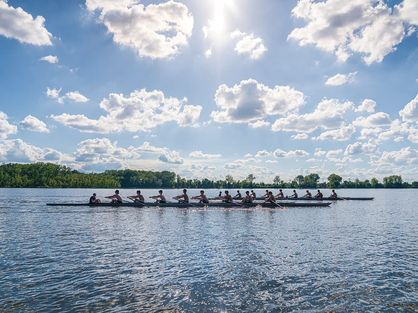 Junior members of the St. Louis Rowing Club on Creve Coeur Lake.