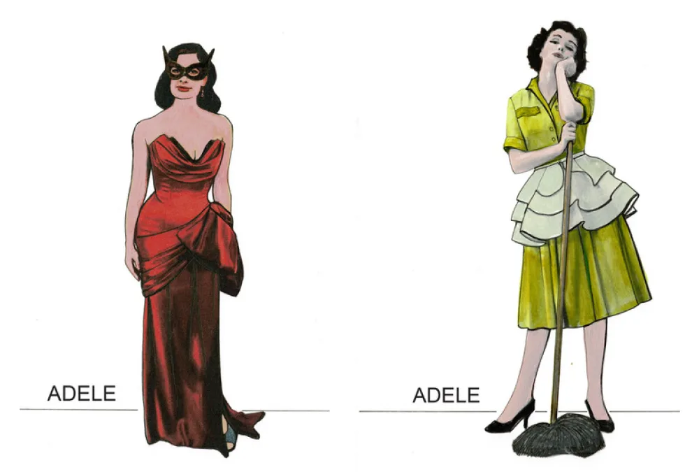 Costume design renderings for Adele in Die Fledermaus