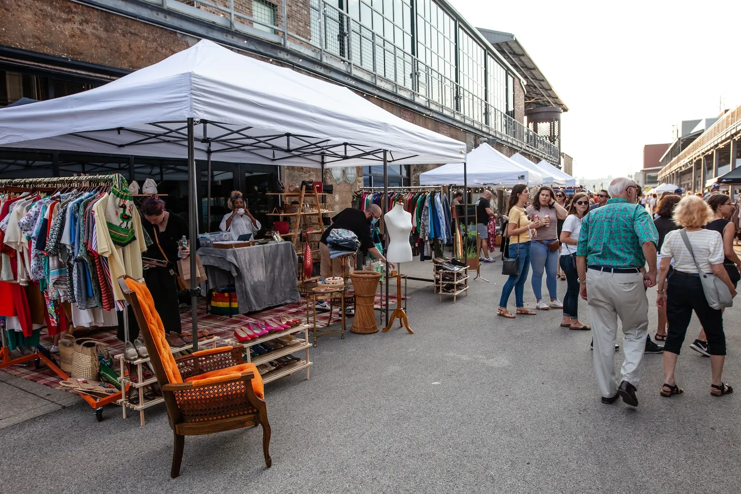 People shop at a pop-up at City Foundry.