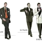 Costume design renderings for Dr. Falke and Eisenstein in Die Fledermaus