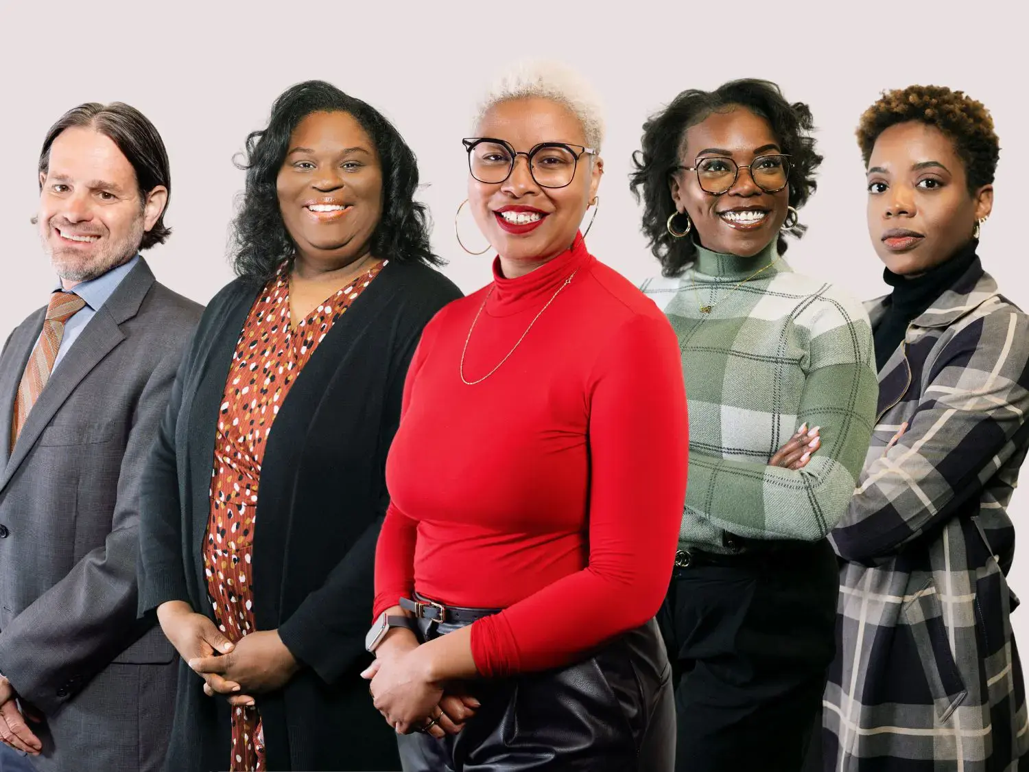 2025 Spark Prize winners left to right: Diego Abente, Emily Brown, Kelly McGowan, Ciearra “CJ” Walker, and Evonnia Woods.