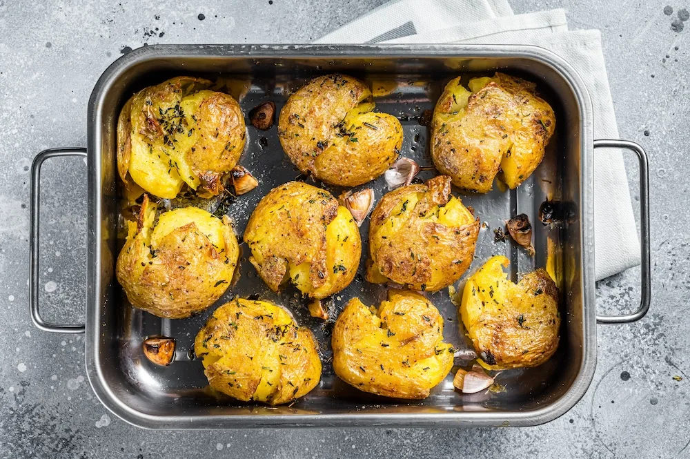 Crispy smash roasted potatoes