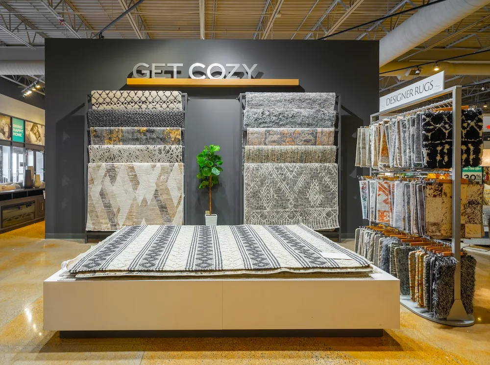 Slumberland's rug display