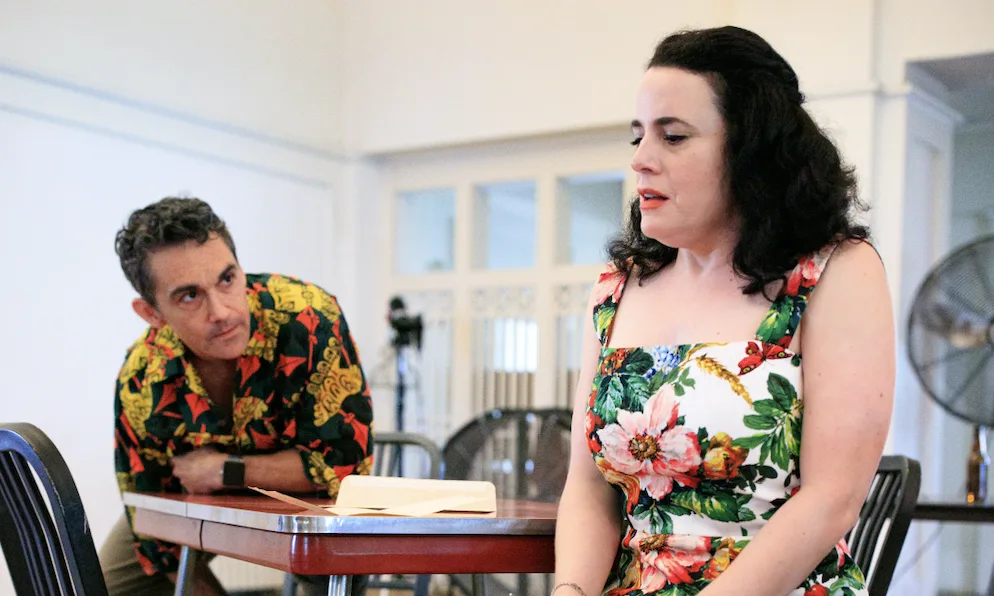 Todd D'Amour as Stanley and Beth Bartley as Blanche in rehearsals for "A Streetcar Named Desire."
