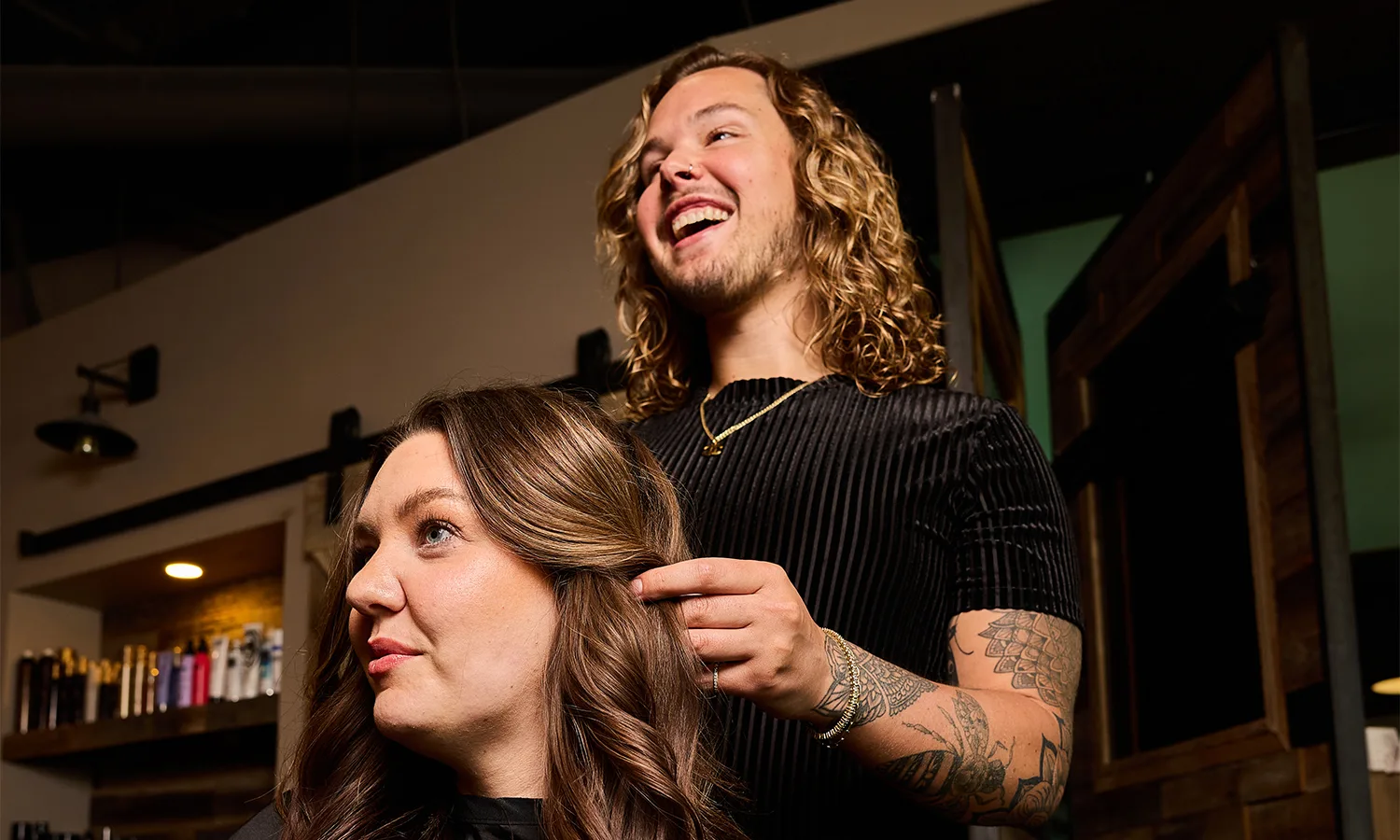 Bobbie Howell, Lalo Salon, with client