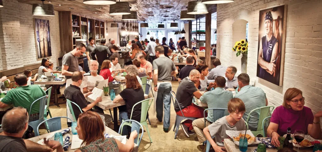 The dining room at Peacemaker Lobster & Crab.