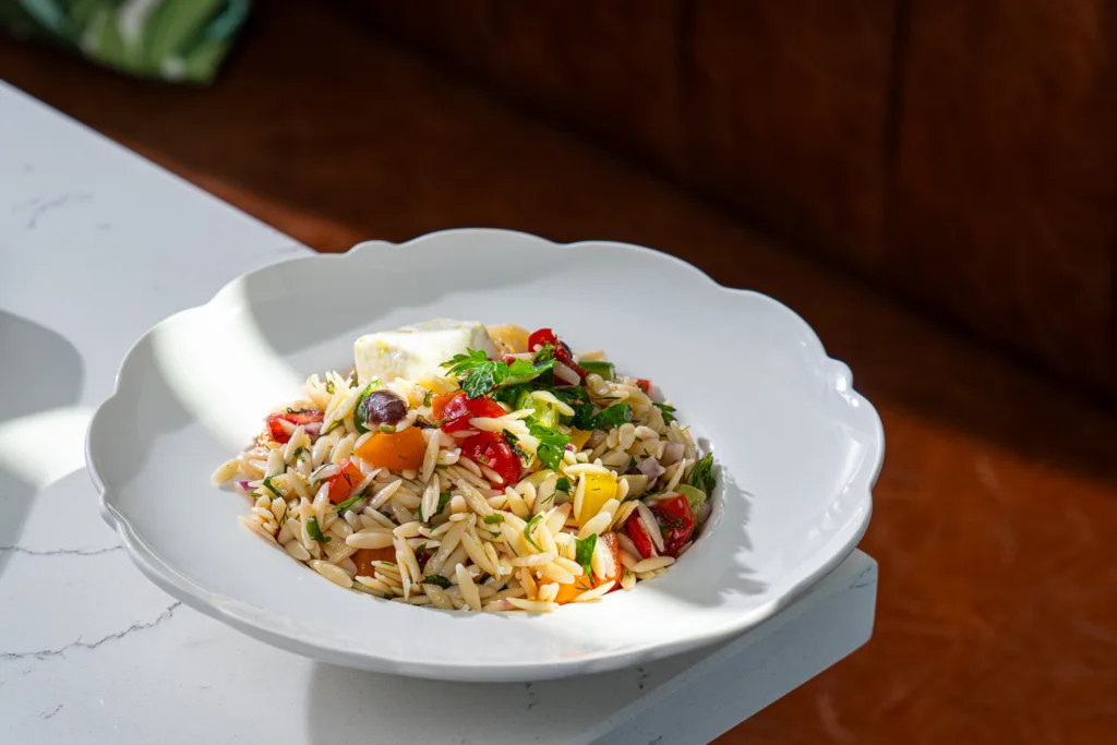 Summer Orzo Salad, Cafe Amalia in Kirkwood, MO.