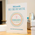 Sign for Singers ice cream social. "made from scratch in wildwood"