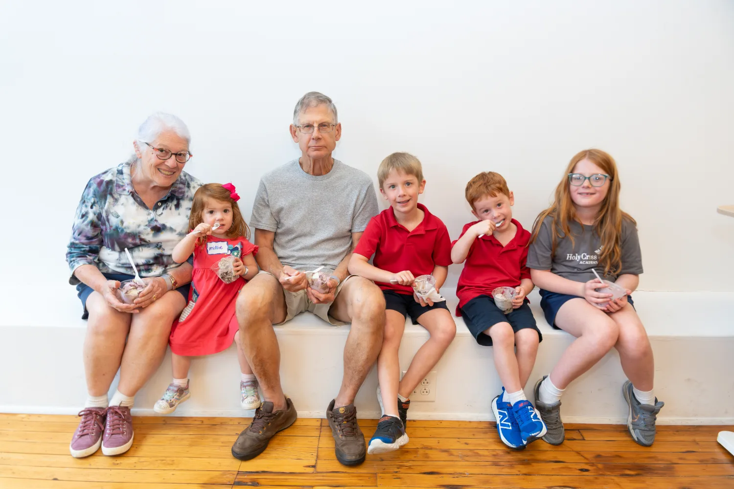 two adults and four children at the SLM ice cream social
