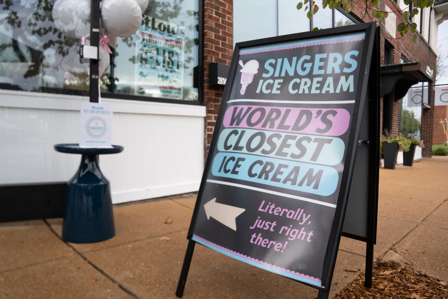 Sign outside SLM ice cream social