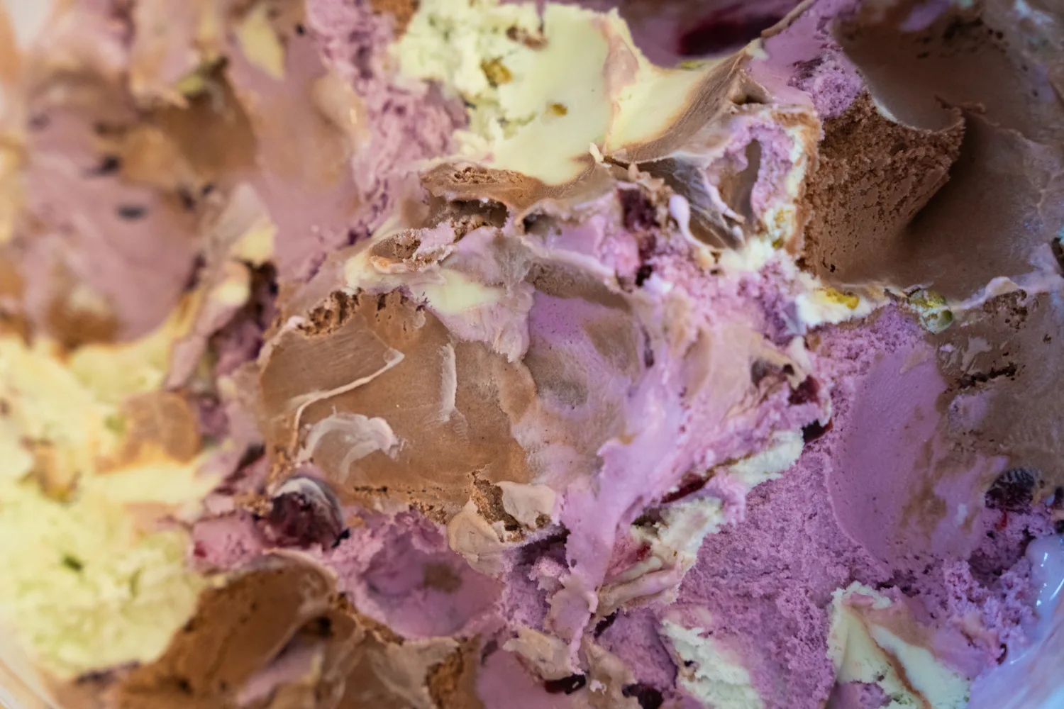 Close up of St. Louis Magazine's exclusive spumoni ice cream flavor from Singer's Ice Cream