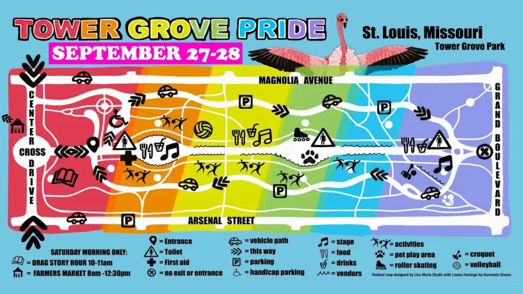 Map for Tower Grove Pride 2025.