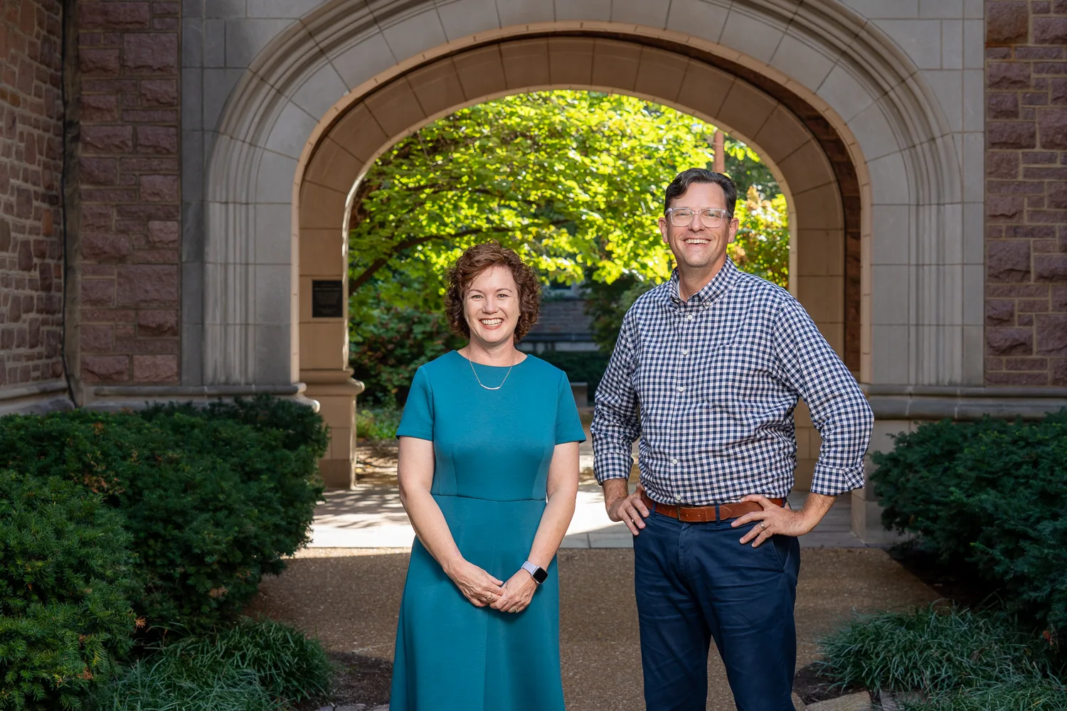 Dorian Traube, dean of WashU's Brown School, and Chris van Bergen, executive director of the new Public Exchange.