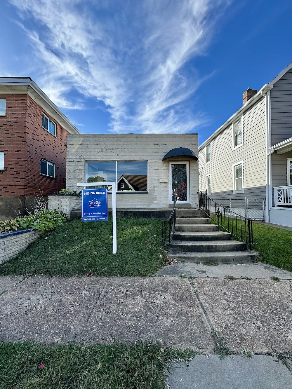 Before photos of Alex and Brandon Eads home on The Hill. What began as a 1,200-square-foot bungalow was transformed into a stunning three-story, 3,000-square-foot dream home rebuilt from the basement up.