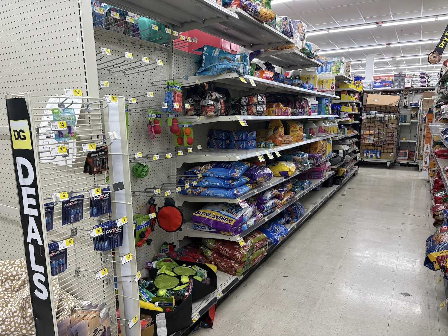 Shelves at Dollar General.