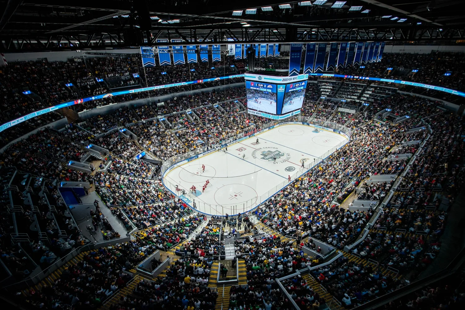 NCAA Men’s Frozen Four hosted in St. Louis at Enterprise Center April 10-12, 2025.