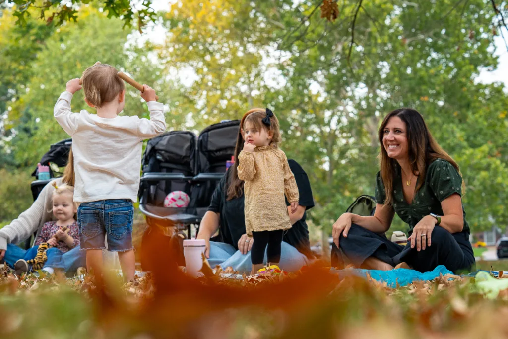Aimee Loveless and son Leo at Music and Me session in Francis Park in St. Louis, Missouri.