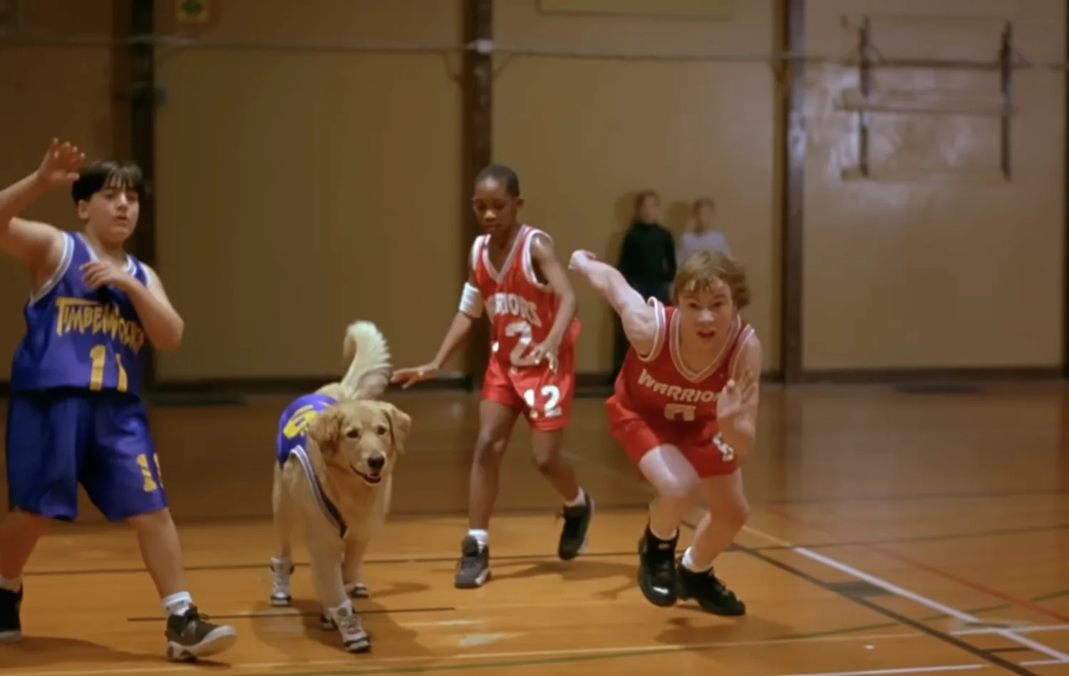 A still from the 1997 Disney movie "Air Bud."