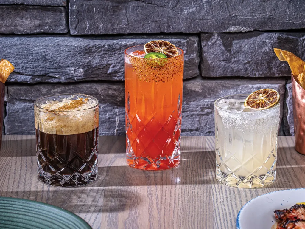 The Carajillo, Spicy Scarlet margarita, and classic margarita at The Mexican STL