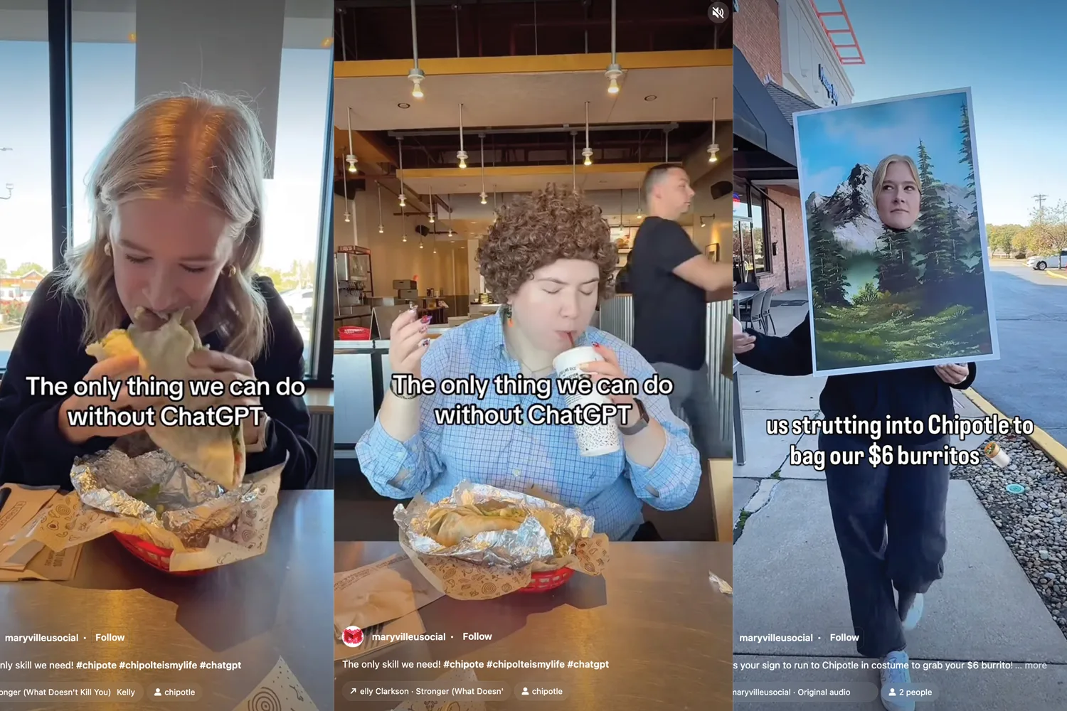 Screenshots from a Maryville student's Reels.