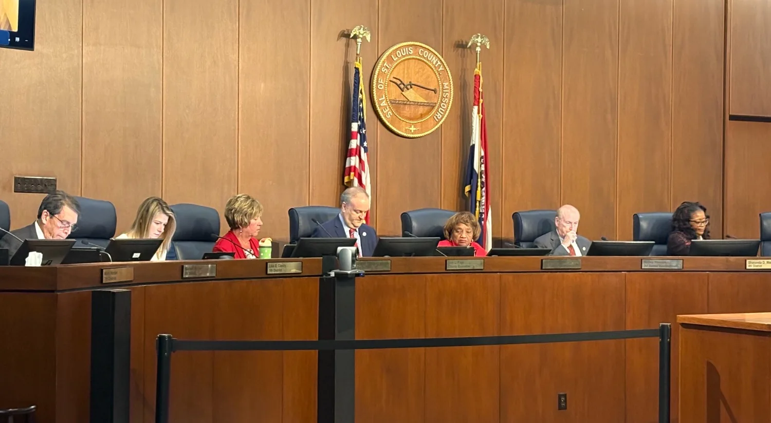 The St. Louis County Council seated on the dais.
