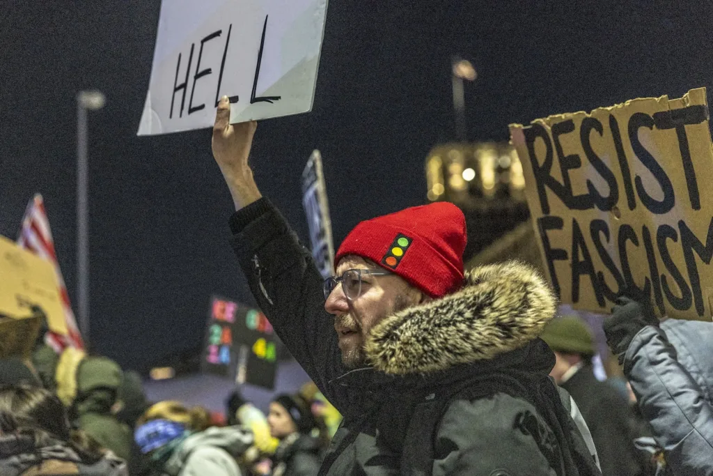 Protestors demonstrated against ICE on Jan. 27 in downtown St. Louis.