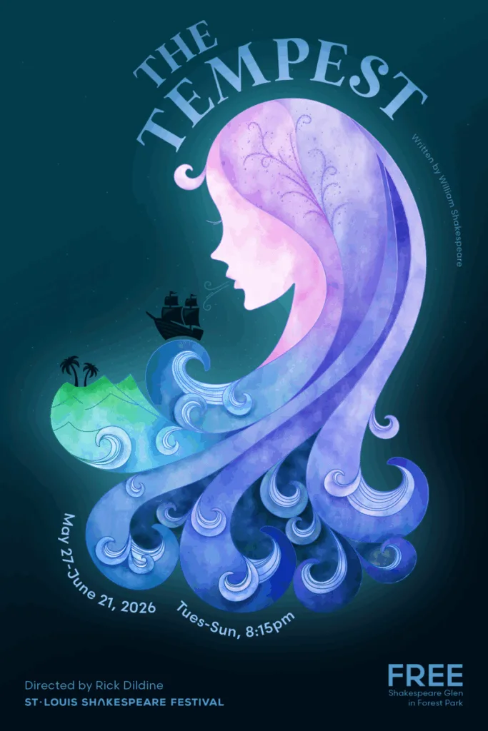 Poster for the 2026 St. Louis Shakespeare Festival Production of 'The Tempest.'
