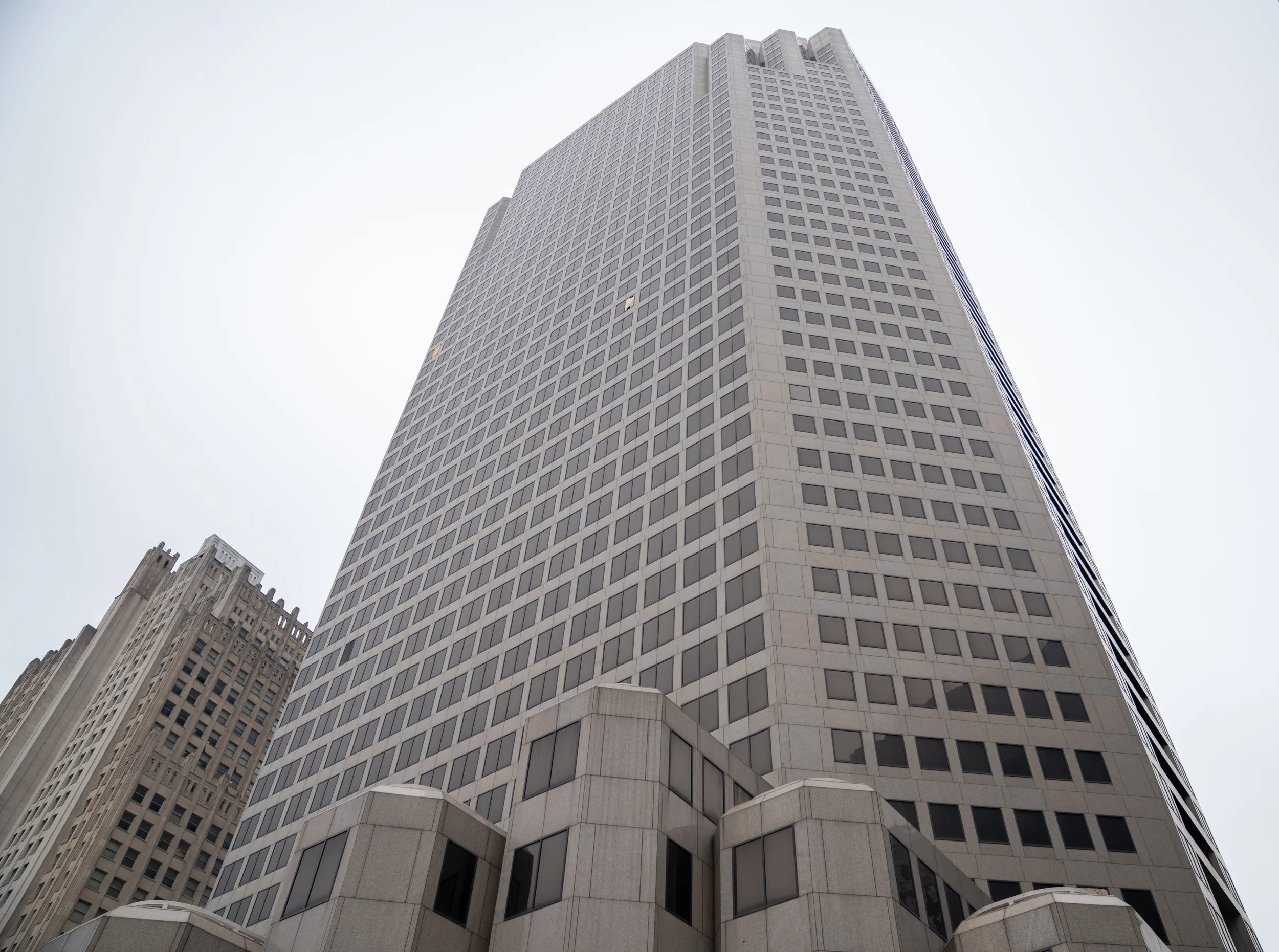 A grey building