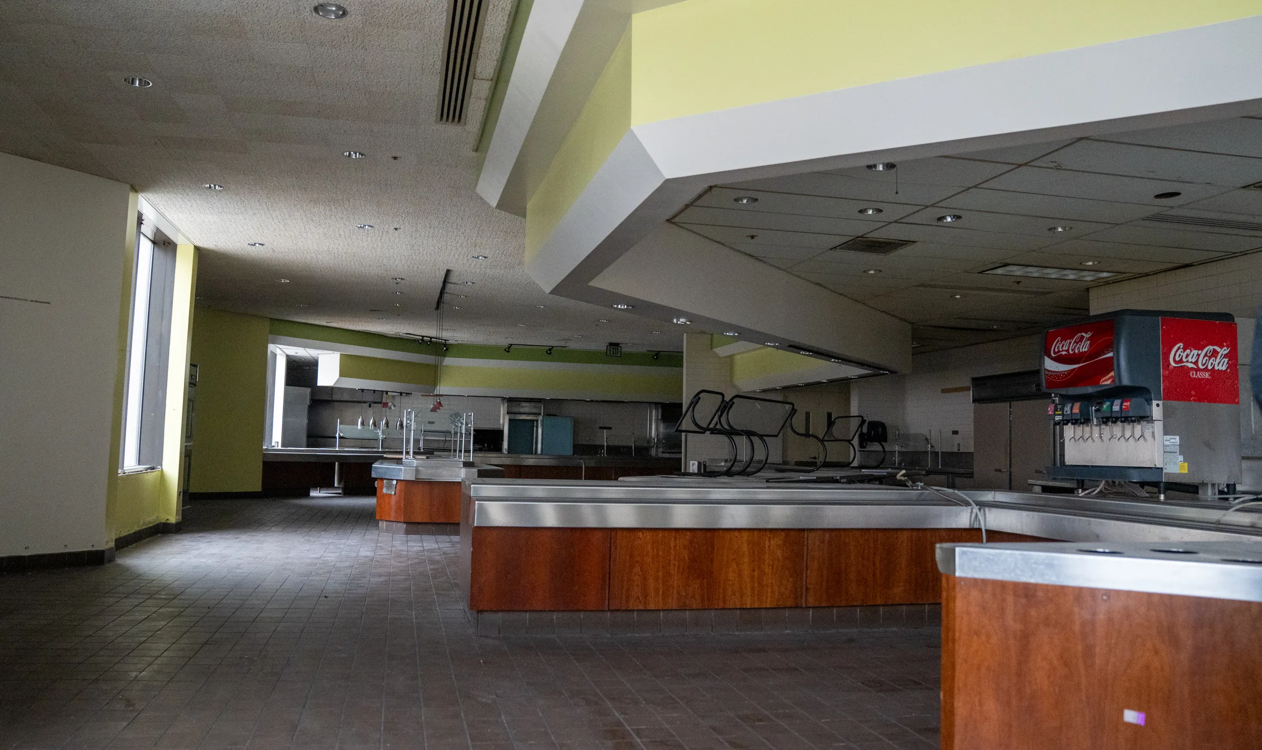 An empty cafeteria.