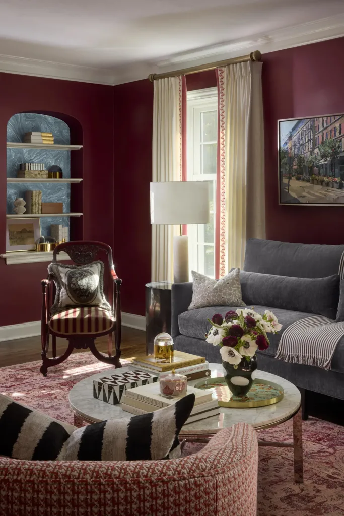 The drapery in this living space was created by Linda Robinson of Fabrickworks
