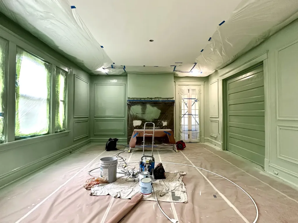 a lacquered room in progress by House of Paint and Design Co.
