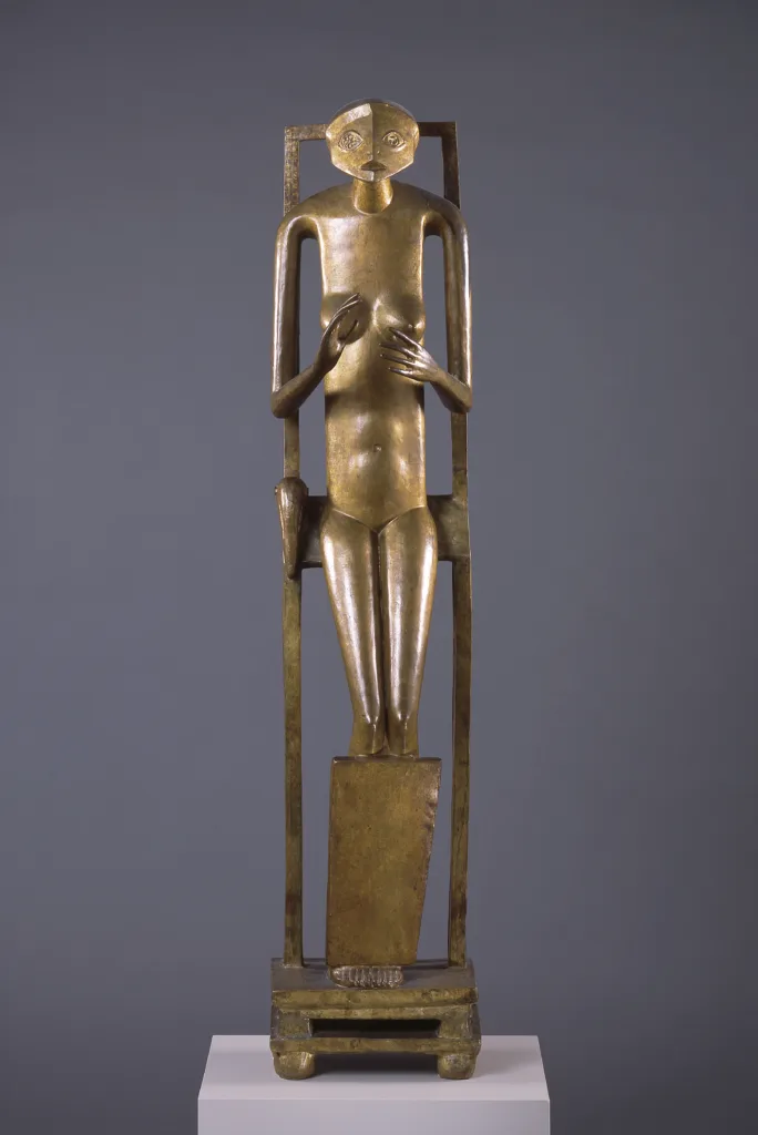 Alberto Giacometti, Hands Holding the Void (Invisible Object), 1934–35, cast c. 1946–47. Bronze. 60 x 12 x 9 1/2 inches (152.4 × 30.5 × 24.1 cm). Saint Louis Art Museum, Friends Endowment Fund 217:1966. © 2025 Alberto Giacometti Estate / Licensed by VAGA and Artists Rights Society (ARS), New York