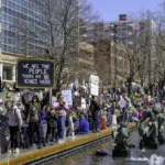 Anti-Trump protestors filled the streets of downtown St. Louis on March 28, 2026.