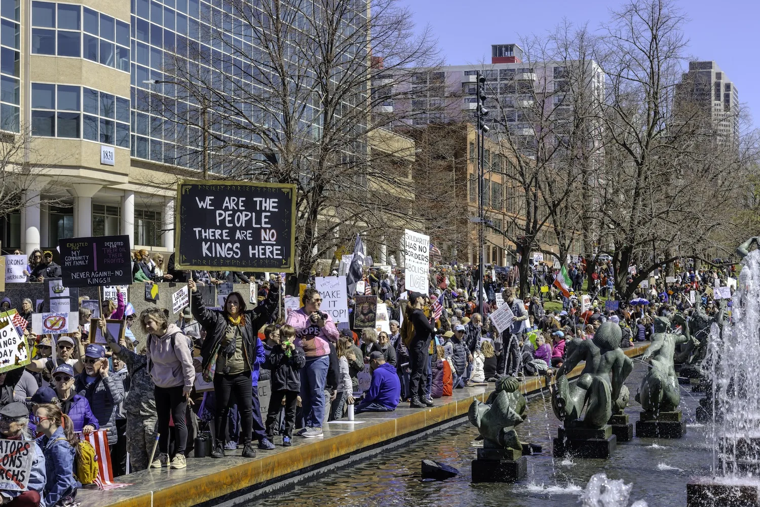 Anti-Trump protestors filled the streets of downtown St. Louis on March 28, 2026.