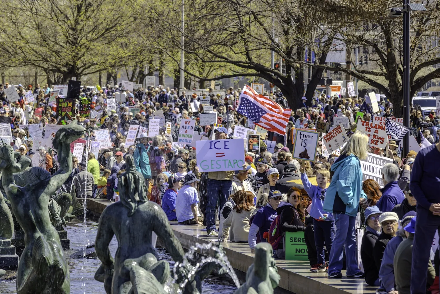 Anti-Trump protestors filled the streets of downtown St. Louis on March 28, 2026.