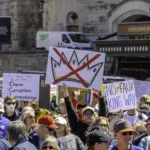 Anti-Trump protestors filled the streets of downtown St. Louis on March 28, 2026.