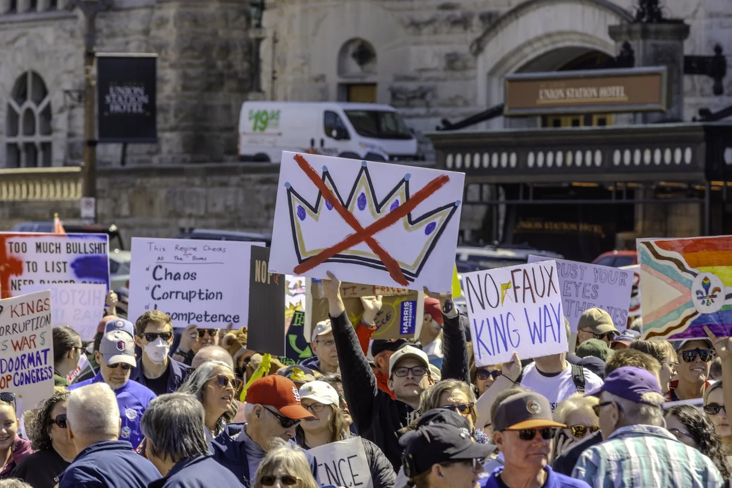 Anti-Trump protestors filled the streets of downtown St. Louis on March 28, 2026.