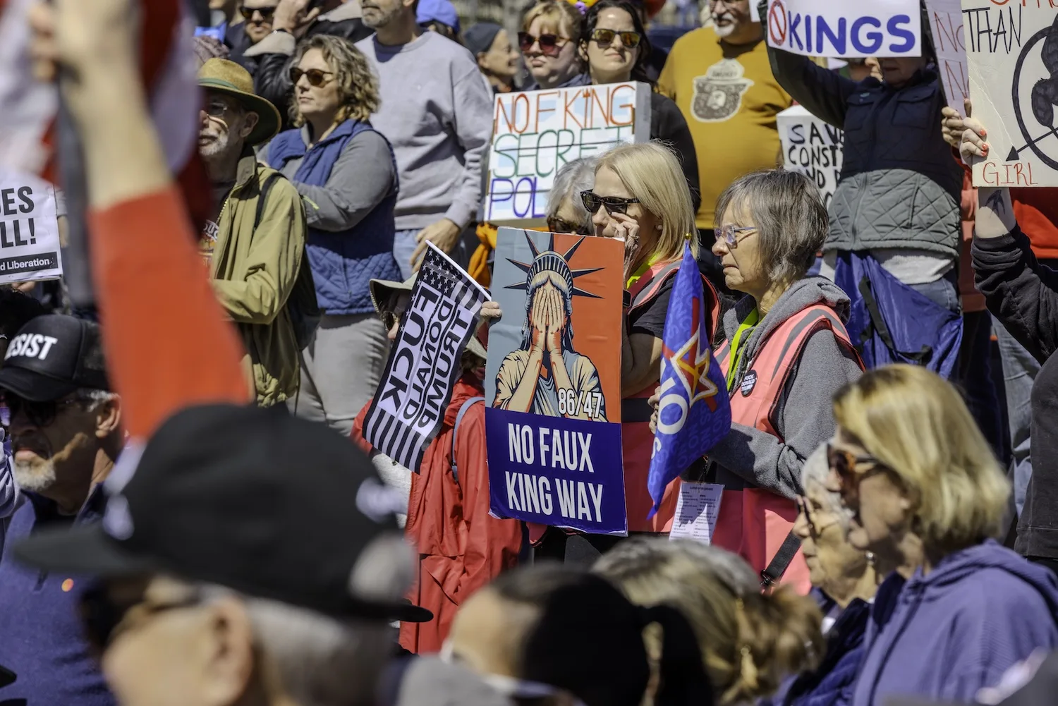 Anti-Trump protestors filled the streets of downtown St. Louis on March 28, 2026.