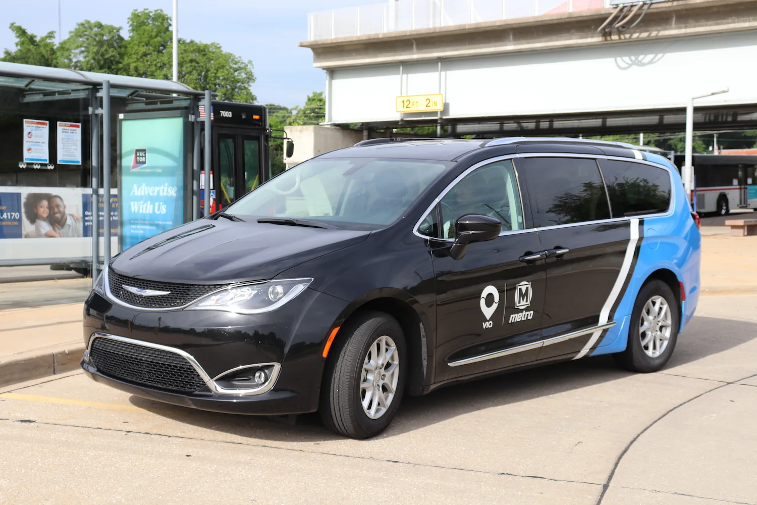 A minivan used by the microtransit service Via.