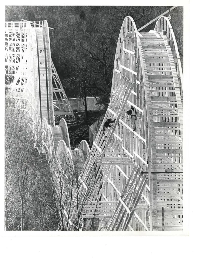 The Screamin' Eagle roller coaster at Six Flags St. Louis officially opened on April 10, 1976, to celebrate the American Bicentennial.