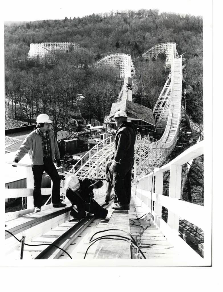 The Screamin' Eagle roller coaster at Six Flags St. Louis officially opened on April 10, 1976, to celebrate the American Bicentennial.