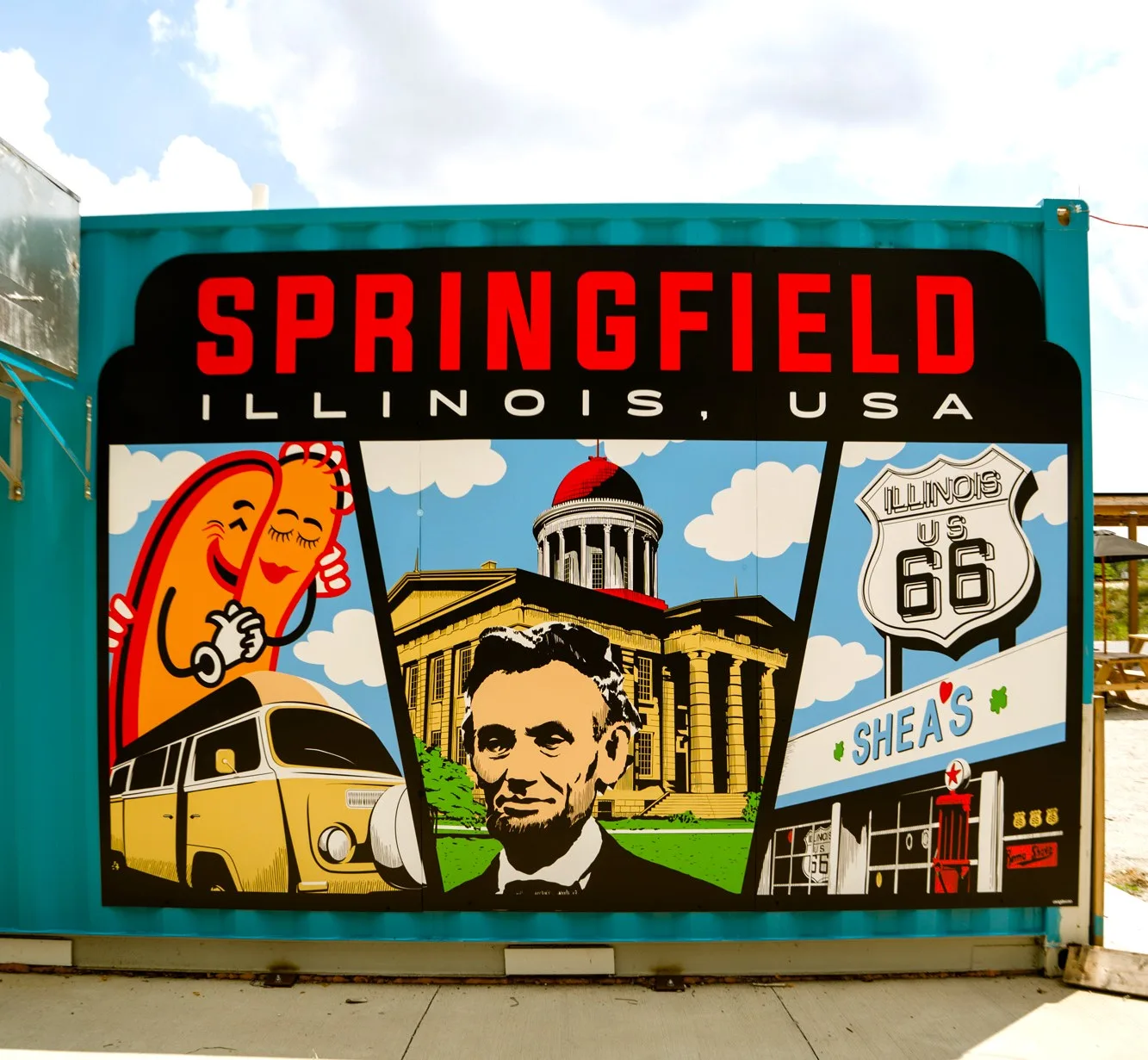 Springfield’s first open-air food court brings together seven local businesses, including micro-restaurants in repurposed shipping containers, a bakery, and a full bar housed in a remodeled 100-year-old building.
