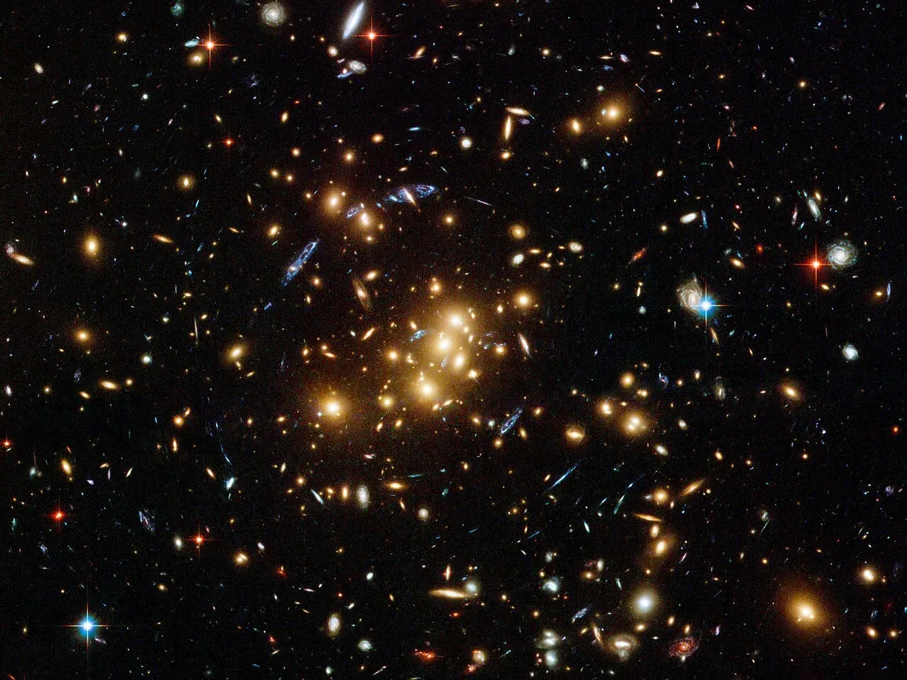 Galaxy cluster as seen by Hubble telescope