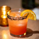 Mamma Mia: Vodka, Bergamot, Aperol, Blood Orange, Lemon, Sparkling Wine, Lava Salt