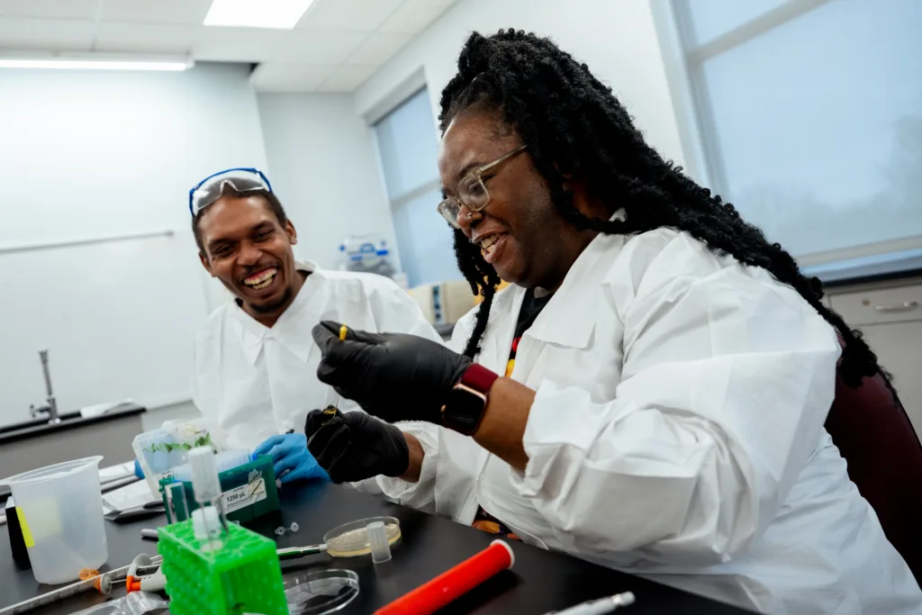 St. Louis residents participate in Biotech Boot Camp, a hands-on training program through BioSTL. This initiative is aimed at connecting historically excluded communities to high-wage careers in bioscience.