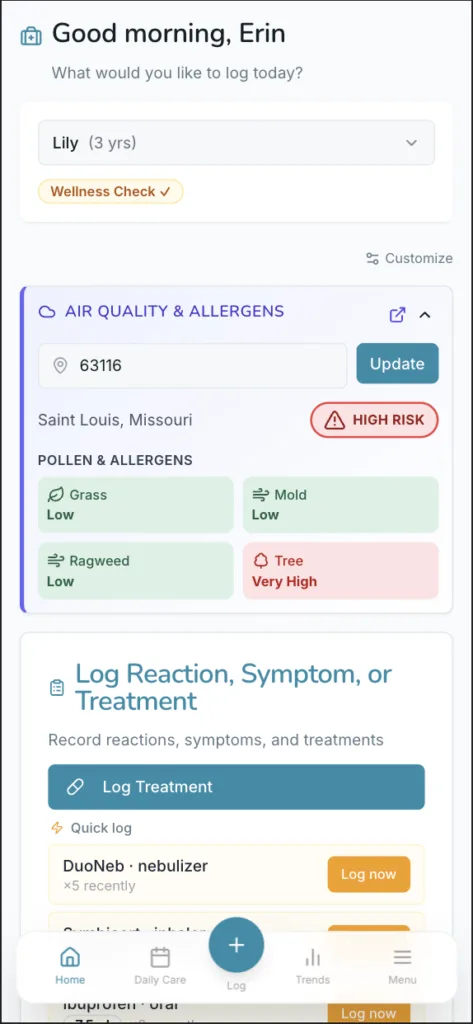 The Leor app home page