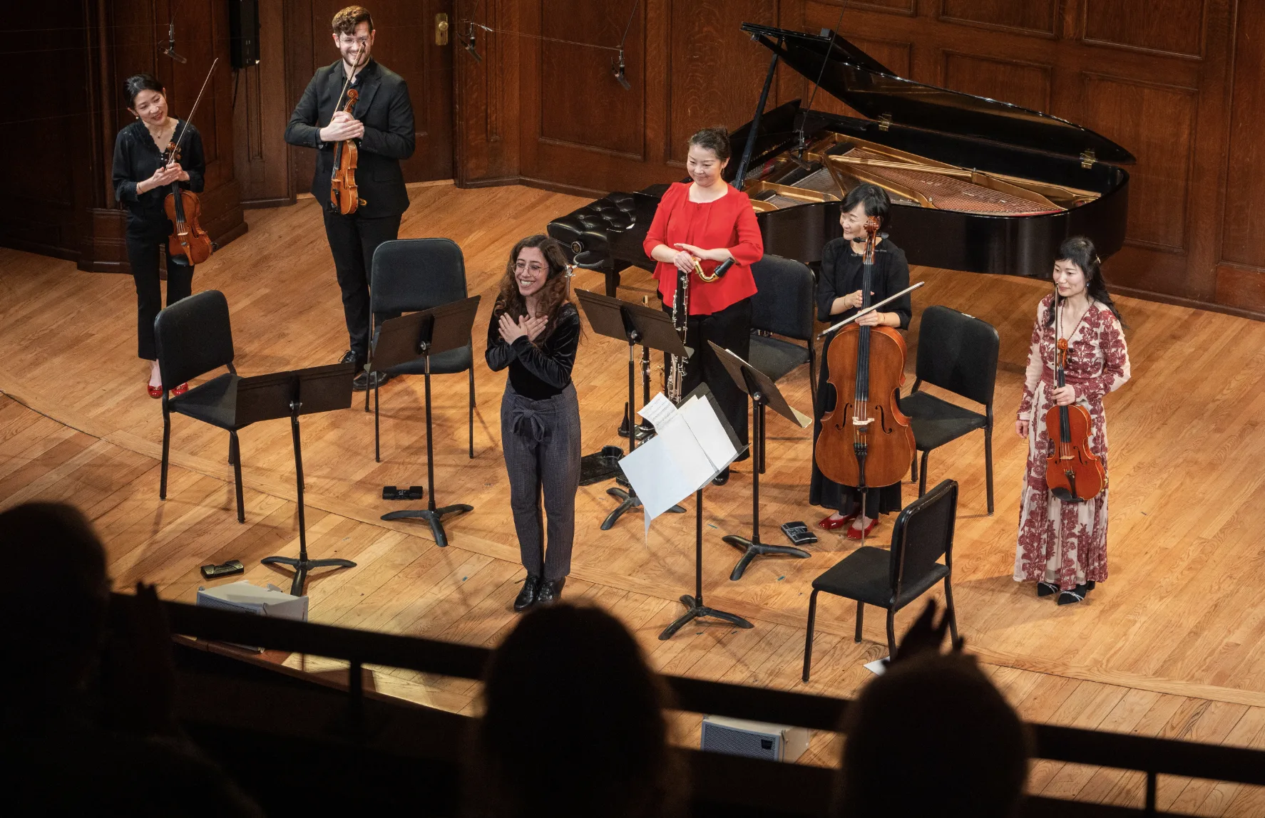 Previous MNMI composer Seda Balci takes a bow following the world premieres of her work, 'Adieu to the Moon,' in January 2025.