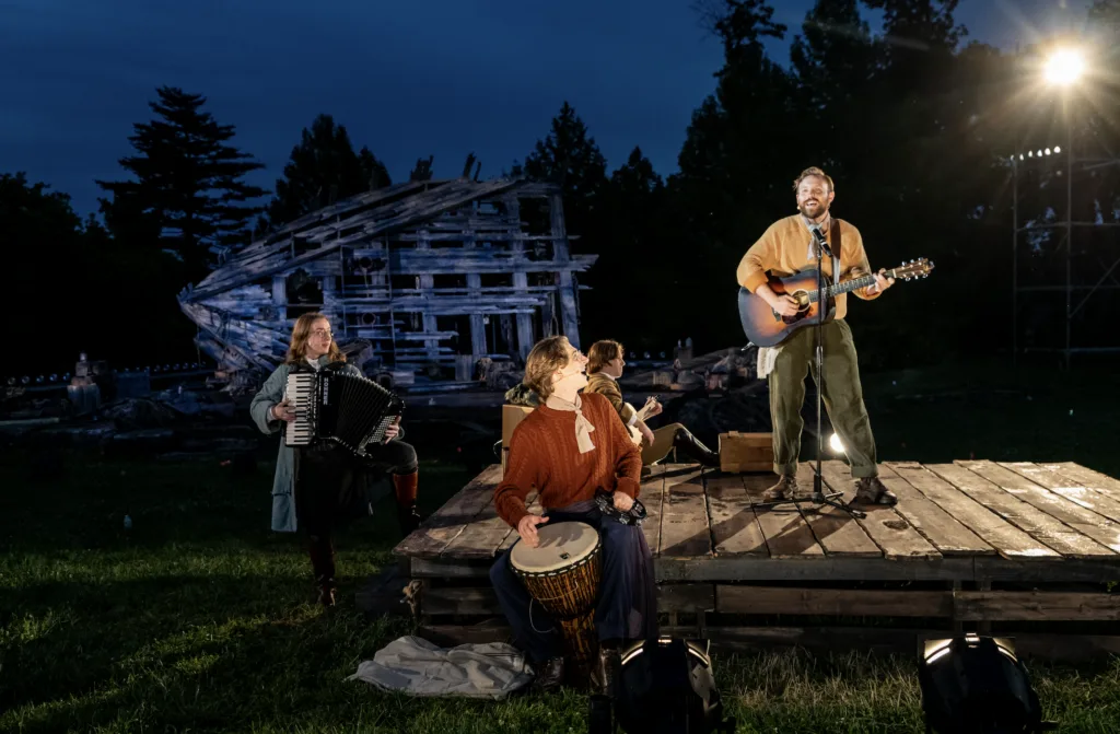 'The Tempest' begins with live music on the production's satellite stage.