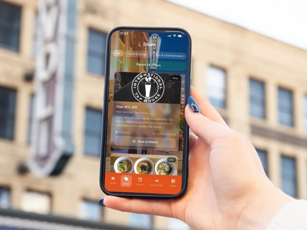 The Delmar Loop app helps visitors discover local dining, entertainment, and special offers.
