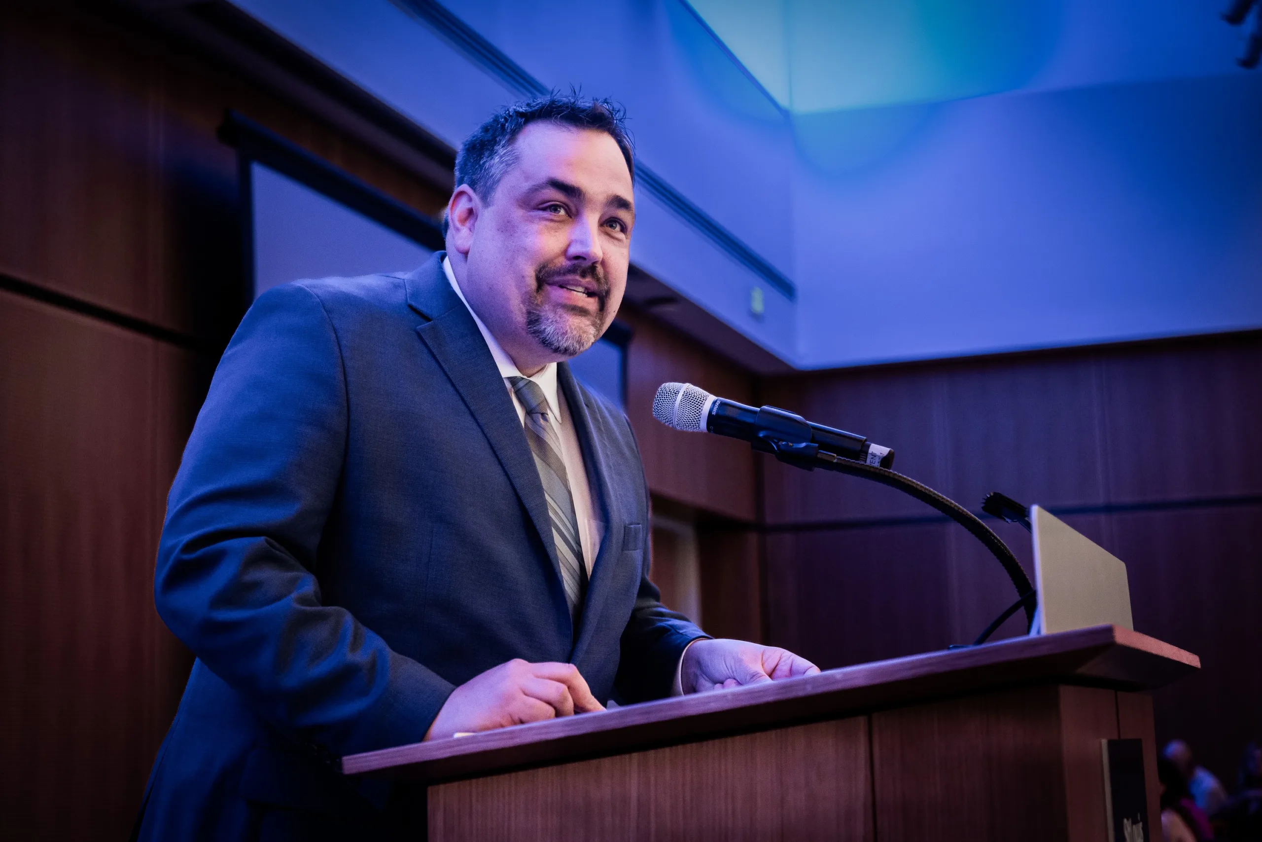 Jarrett Medlin speaking at the Excellence in Nursing Awards